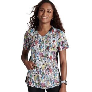 Where's Waldo? Small Cherokee Scrubs Tooniforms V Neck Top Nurse Bn27